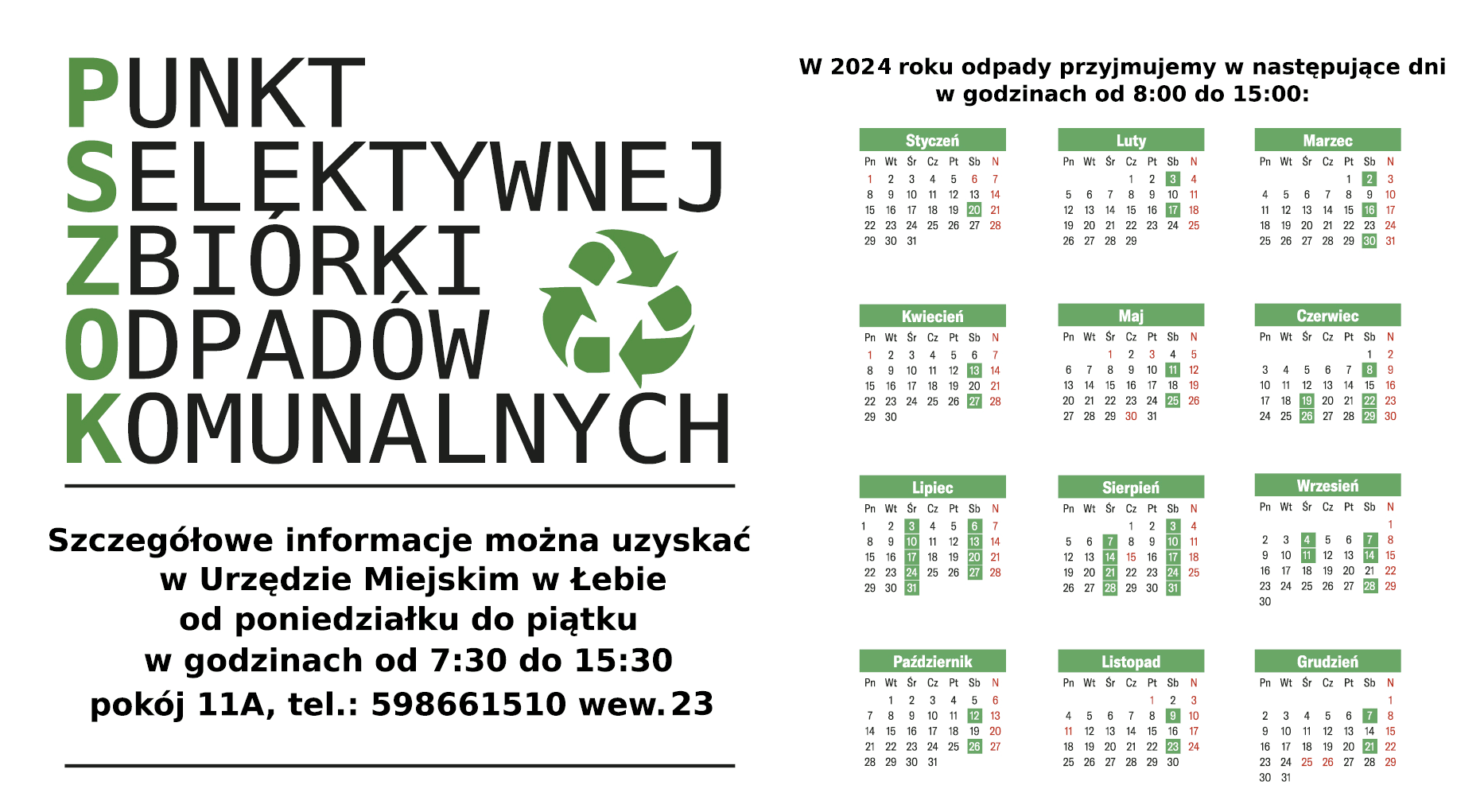 PSZOK - kalendarz 2024